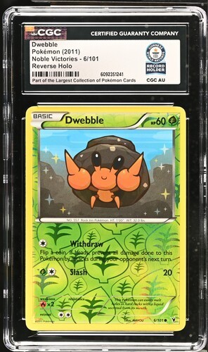 World Record 1 of 1 2011 Dwebble 6 Noble Victories Reverse Holo 6/101 CGC 10 AU