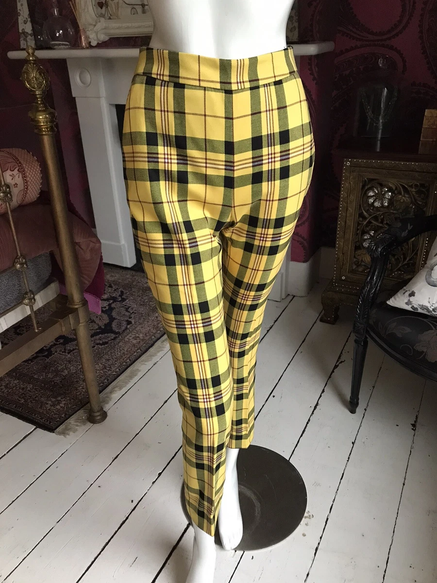 BNWT ZARA YELLOW PLAID CROPPED TROUSERS SIZE SMALL  eBay