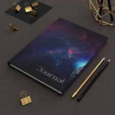 Galaxy With Planet Hardcover Journal Matte