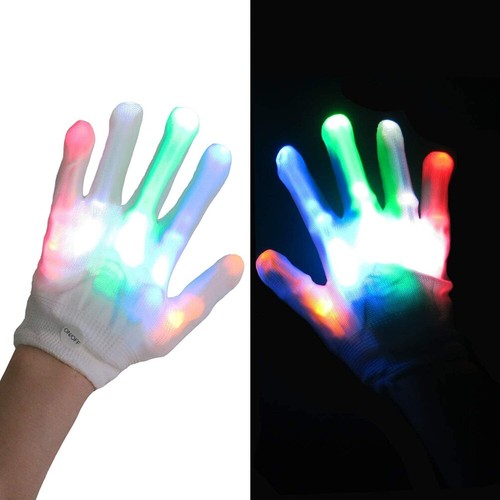 1pc LED Light Up Gloves Rainbow Colourful Flashing Finger For Party Props UK - Picture 3 of 12