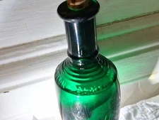 RARE ANTIQUE Deep Emerald GREEN SOLON PALMER PERFUME BOTTLE With Cork
