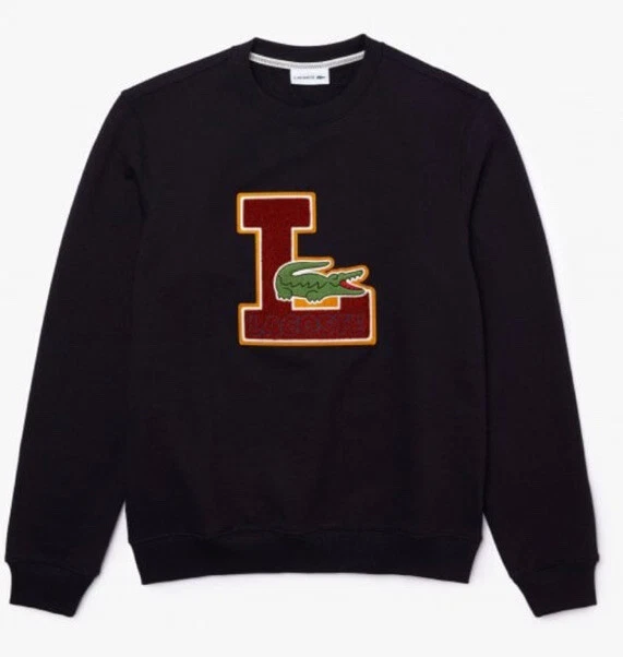 LACOSTE MENu0026#039;S CREW NECK BADGE FLEECE SWEATSHIRT SIZE FR2 US XS £130 |  eBay
