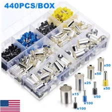 440Pcs Cold Pressed Crimp Connectors Electrical Wire Terminals End Ferrules Kit