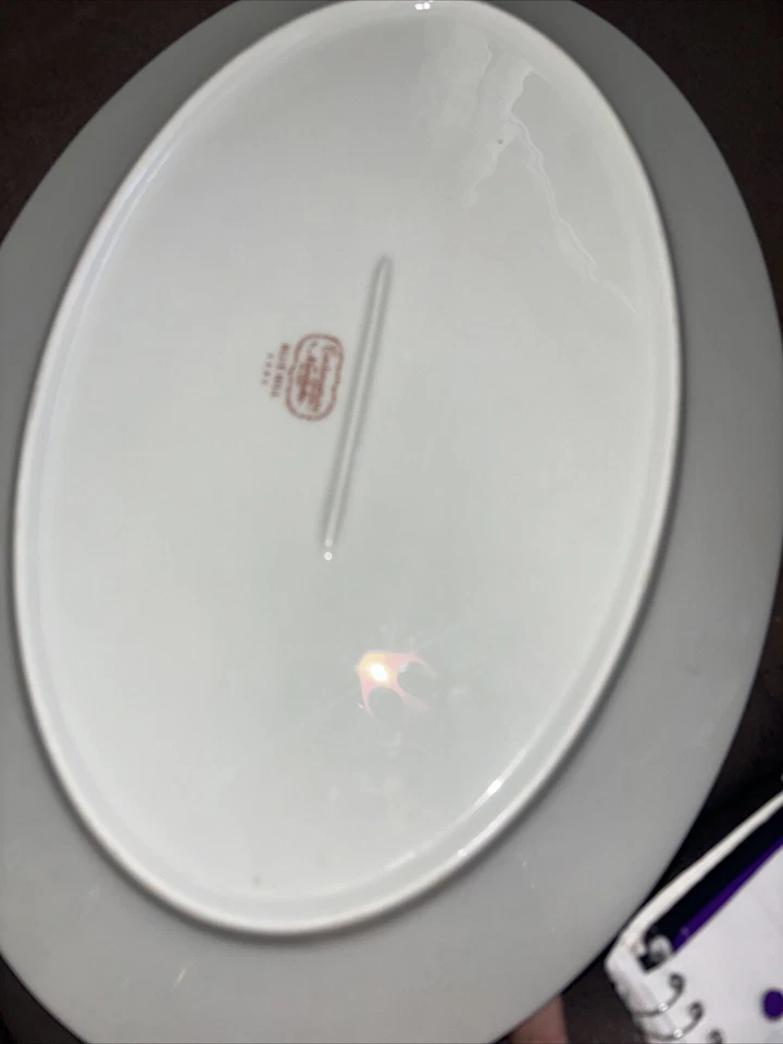 Plato para servir ovalado Noritake Blue Hill 14" L 10" W borde de platino de porcelana fina de colección Foto 2 de 4