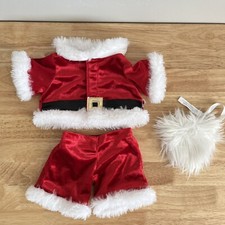 Build A Bear Santa Claus Outfit Suit Beard Red White Fur Christmas BABW