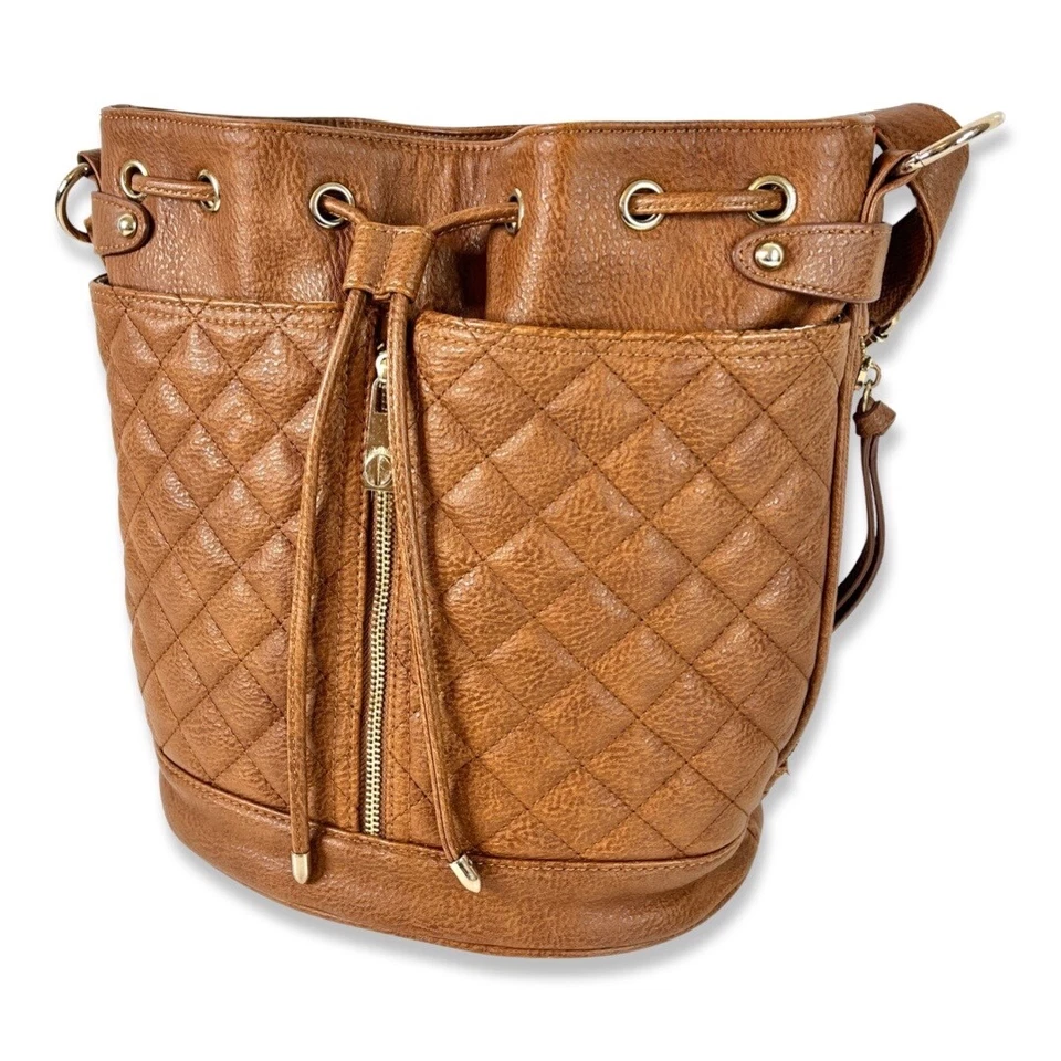 STEVE MADDEN Brown Convertible Bag Backpack "Bfluttr" Quilted  Purse Cognac - Image 2 of 4