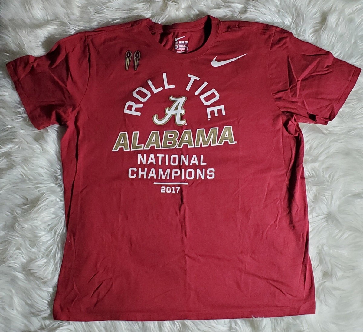 The Nike Tee ROLL TIDE ALABAMA NATIONAL CHAMPIONS 2017 Adult XL Red T-Shirt  Tee