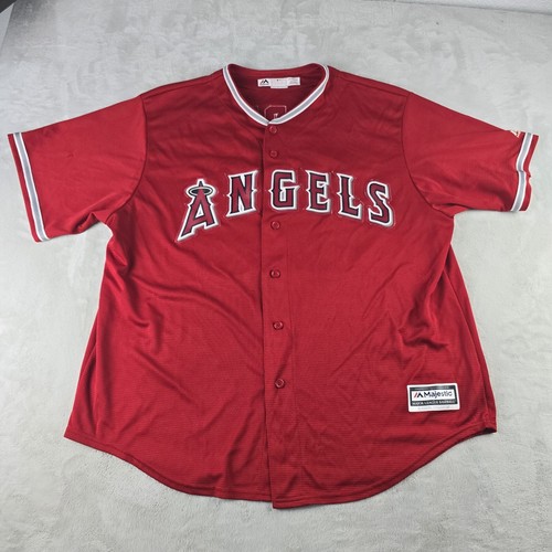 Los Angeles Angels Majestic Red Baseball Jersey Sz 2X Embroidered Lopez #6