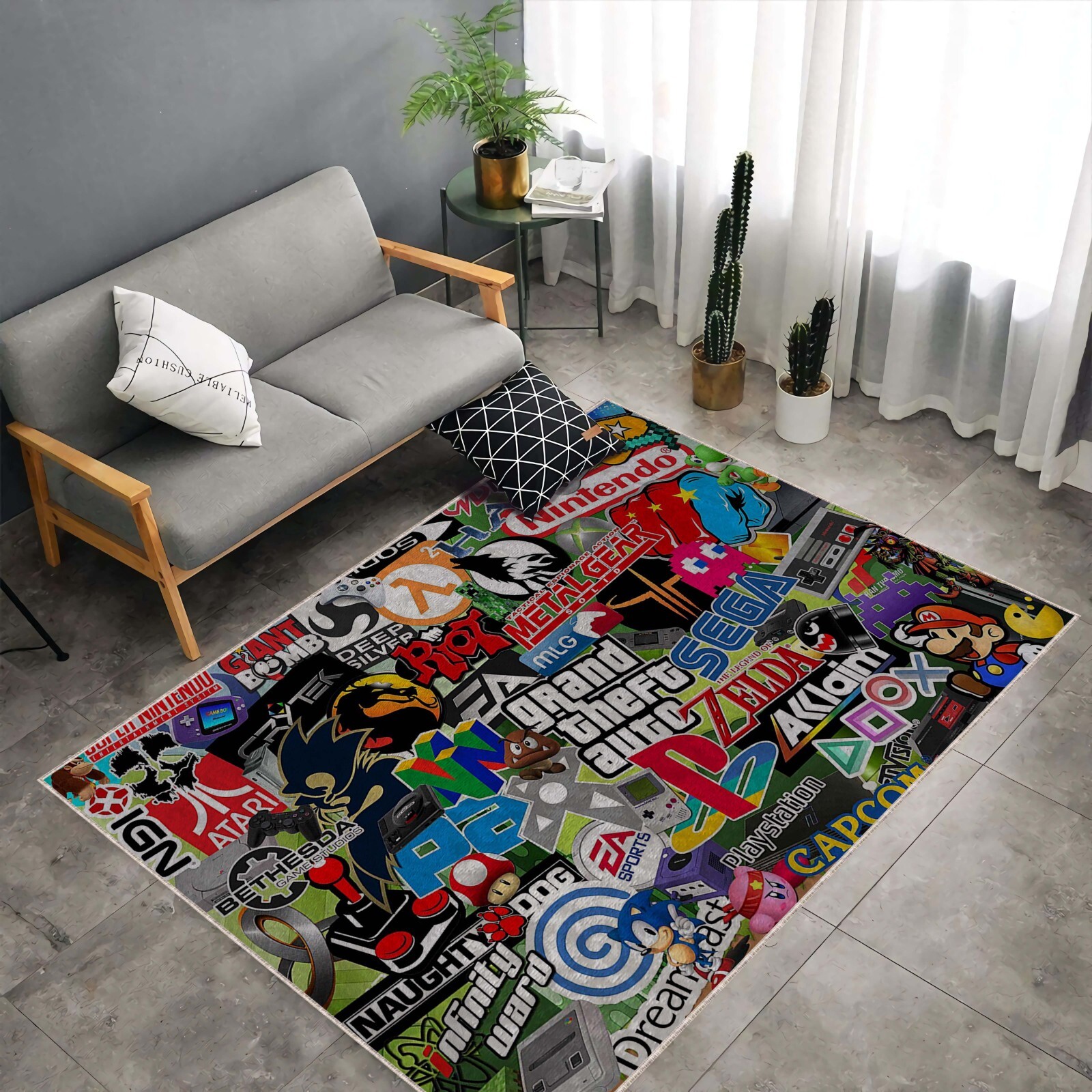 Video Game Rug, Gamer Rug, Gift for Gamers, GTA Nintendo Mario EA SEGA eBay
