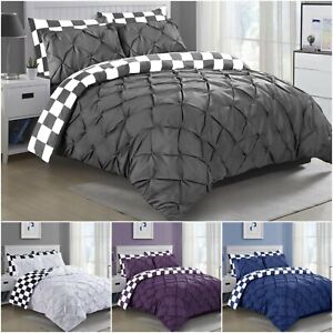 100 Cotton Pintuck Duvet Cover Bedding Set Double Super King Size