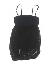 Women Body Wrappers Bubble Overlay Dress Solid Black Dance Leotard Size M