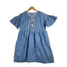 Joie Women's Lace Up Blue Chambray Dress Size XS