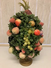 Vintage Mid-Century Plastic Floral Flower Fruit Arrangement Centerpiece Tower