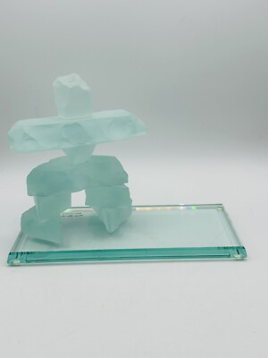 Prestige Glass Frosted Inukshuk Art Sculpture Figurine Paperweight  Canada