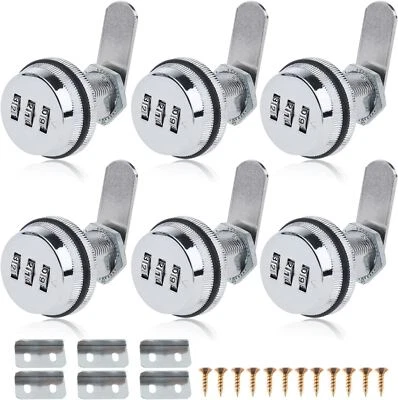 RealPlus 6pcs Combination Cam Lock, Combination Cabinet Lock Password 3/4"