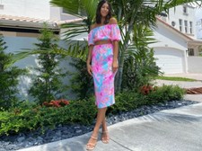 Lilly Pulitzer Esmeray 2 Piece Crop Top Skirt Set Bonita Blooms Small Midi