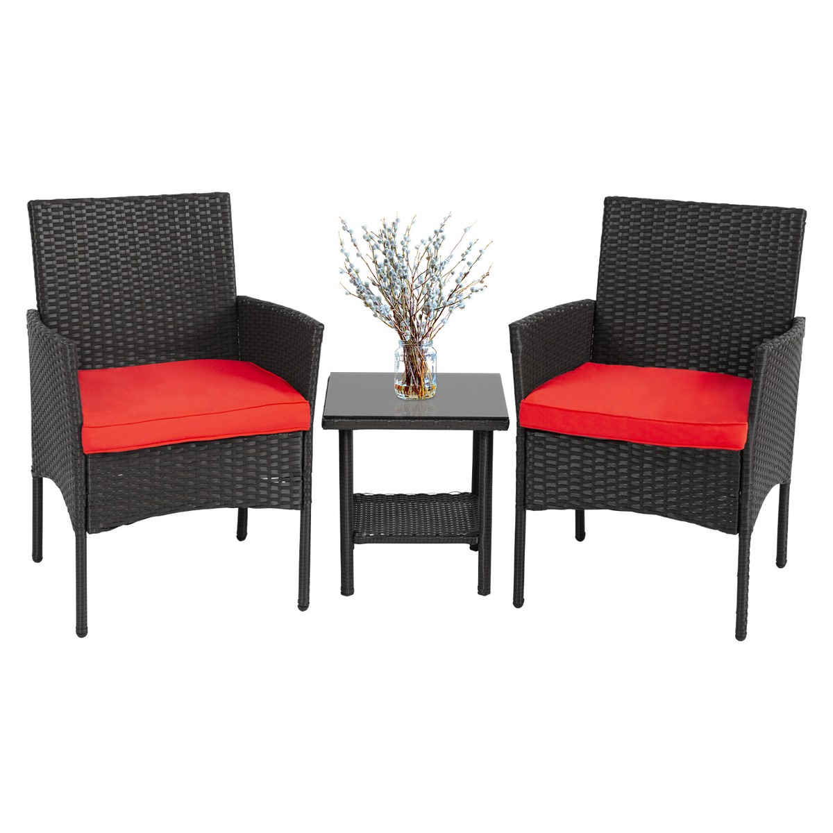 Pieces Outdoor Patio Furniture Set, Wicker Table and Chairs Set