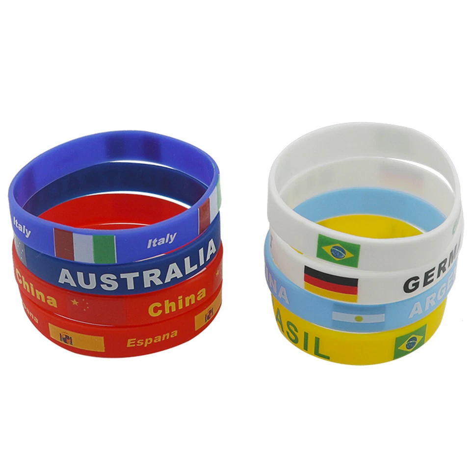 2 Stück Weltmeisterschaft Land Flagge Silikon Armband Sport Fußball Armbands - Bild 3 von 4