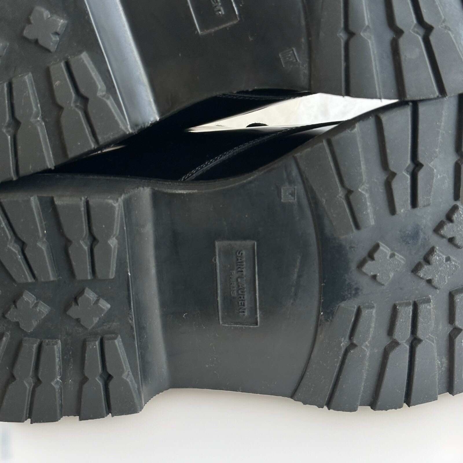 Stivali Saint Laurent $1500 neri vernice pelle classici esercito uomo 41 8