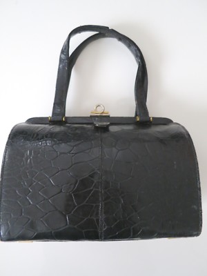Damen Handtasche, Vintage 50-th, schwarz , Echt Leder, Saks Fifth Avenue