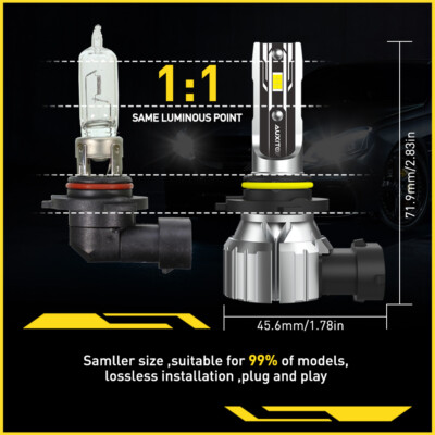AUXITO 9005+9006 LED Headlight Bulbs – Super Bright 120W 80,000LM Kit, 6500K White, 4-Pack