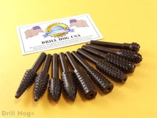 Drill Hog 10 Pc Rotary Burr Set  Rotary Burrs Rasp Grinding Lifetime Warranty