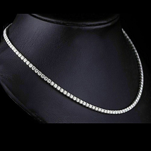 18Ct Round Cut Diamond Tennis Necklace 