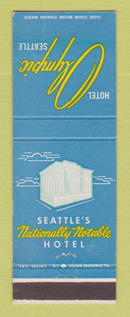 Vintage Matchbook Cover from Hotel Olympic Seattle WA