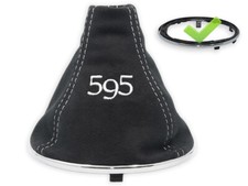 SCHALTMANSCHETTE SCHALTSACK FUR FIAT 500 ABARTH 595 WEISS ALCANTARA +CHROMRAHMEN