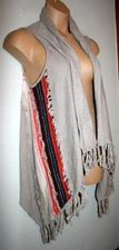 Womens Ella Moss Duster Cardigan Sweater Lambswool/Cashmere Deva Fringe Tan XS