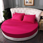 Cotton Round Bed Fitted Sheet Bedspread Non-slip Mattress Cover Solid Color