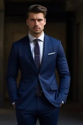 Premium Navy Blue Two-Piece Suit for Men - Tailored Fit Formal Event & Occasion