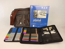 sketch pad art set in cross body bag