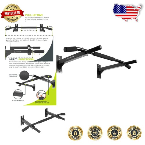 Max Weight 300lbs Wall Mounted Pull Up/Chin Up Bar for Efficient Home Training