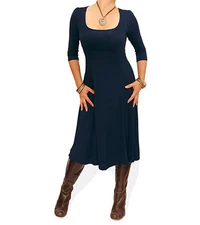 New A Line Three Quarter Sleeve Dress - Fit and Flare Fully Lined