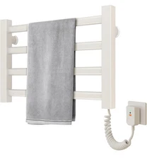 Heated Towel Warmer Rack Wall Mounted Electric Towel Drying 4 Bars Aluminum-Whit