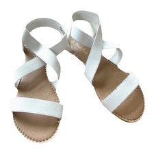 Women's Elastic Ankle Strap Casual Party Summer Flat Sandals Size 8.5 White NEW