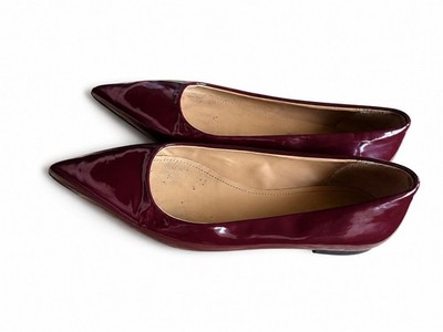 UGG Collection Burgundy Patent Leather Pointed Toe Flats Women s 9.5 Italy