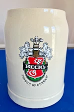 Vintage  BECK'S German Stoneware Bier Beer Mug Stein 0.5 Liter-WESTERN GERMANY