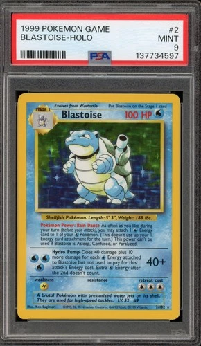 Pokemon Blastoise Base Set Unlimited Holo Rare #2 PSA 9 Mint