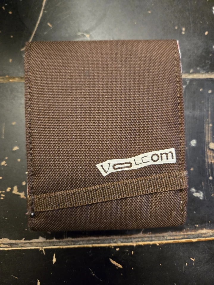 Volcom Wallet Womens One Size Brown Canvas Embroidered Logo Zipper - Image 2 of 4