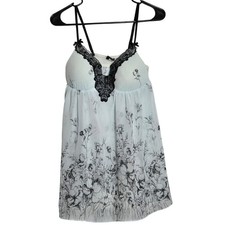 Floral Lace Babydoll Cami Top M Y2K Whimsigoth Coquette Romantic Dollette Fairy