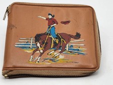 1950-60s Western Theme Rodeo Kid's Leather Wallet UNUSED