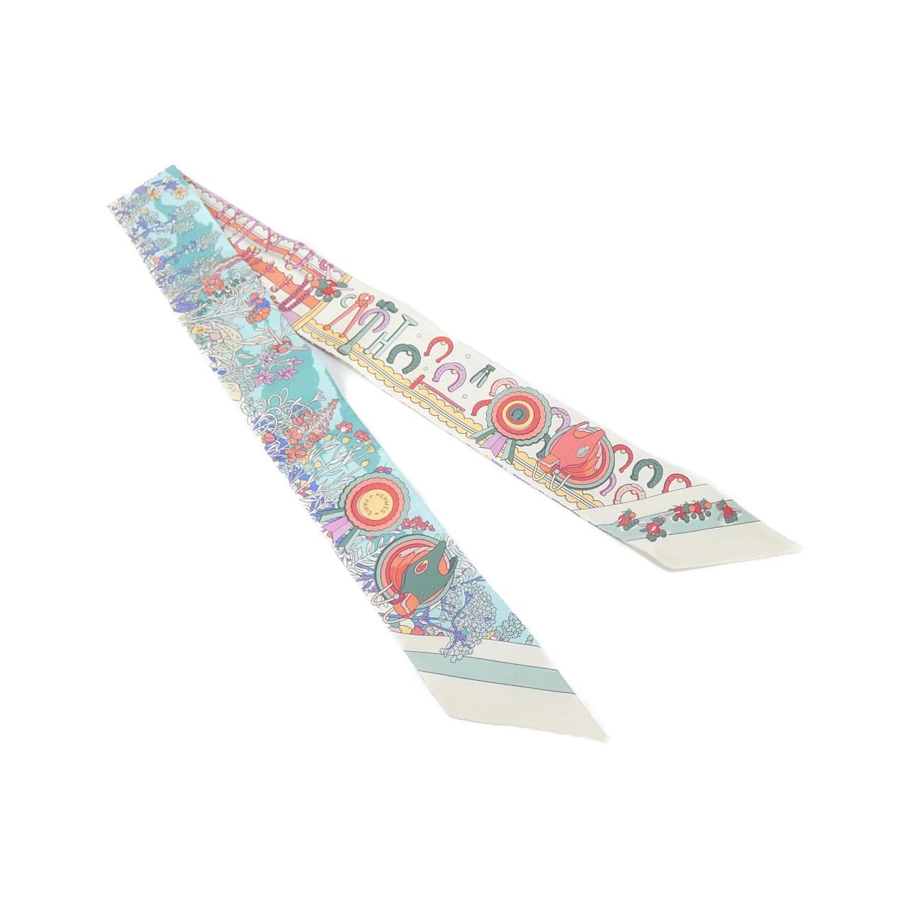 Authentic HERMES PONY PIT STOP Twilly 064207S Scarf  #260-007-763-8236