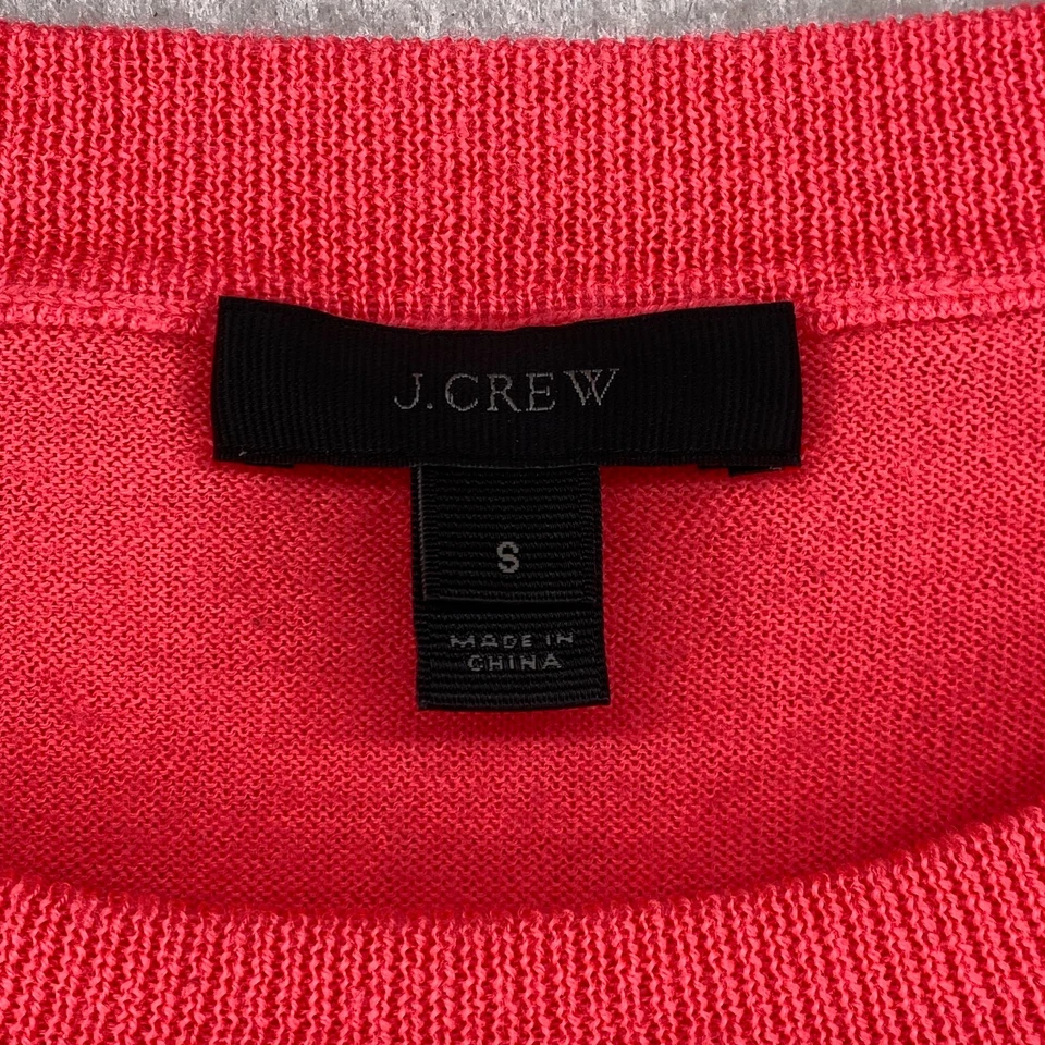 Suéter J.CREW Mujer S 100% Lana Merino Jersey Manga 3/4 Pullover Rosa Naranja Foto 4 de 4