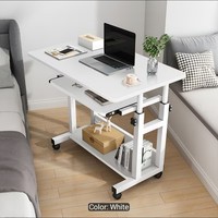 Laptop Stand Side Table Height Adjustable Mobile Computer Desk w/ Keyboard Shelf