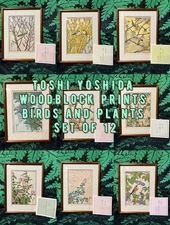 Toshi Yoshida original woodblock print Birds and Plants Complete framed signed