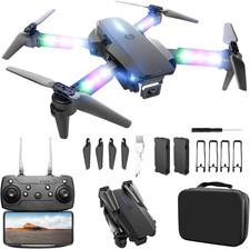 Drone with Camera 1080P HD, Foldable Mini FPV Drones with LED Lights for Adults 