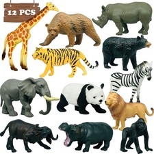 12Pcs Mini African Wildlife Animal Toys for Kids, Realistic Small, Animals