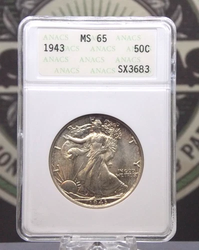 1943 "P" Walking Liberty Half Dollar 50c Old ANACS MS65 #SX3683 Gem ECC&C, Inc